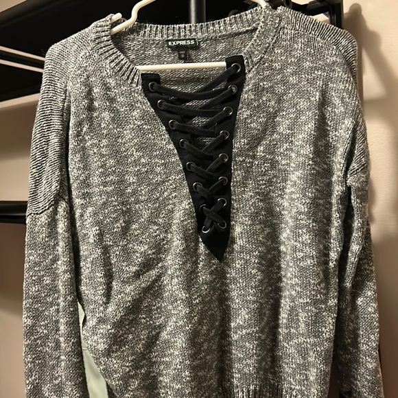 Express Lace Up Sweater - Picture 1 of 4